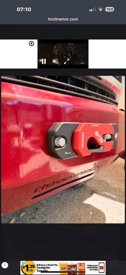 Aluminum Recessed Winch Shackle with Fairlead Kit, closed latch (LIFE TIME WARRANTY*)