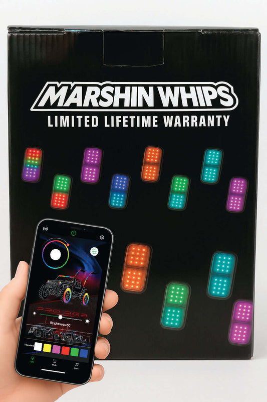 Marshin Whips Billet 16-Pack Personalized Rock Lights
